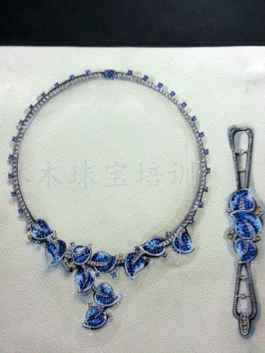 手绘表现--CIP高级珠宝设计师考试作品首饰套件<宝石套件